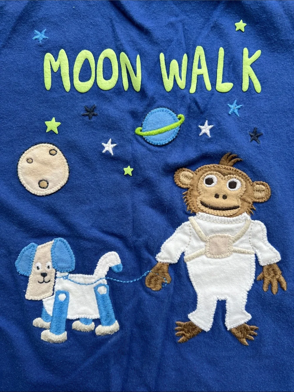 Gymboree Blue Tee with Lime Green Neck Trim